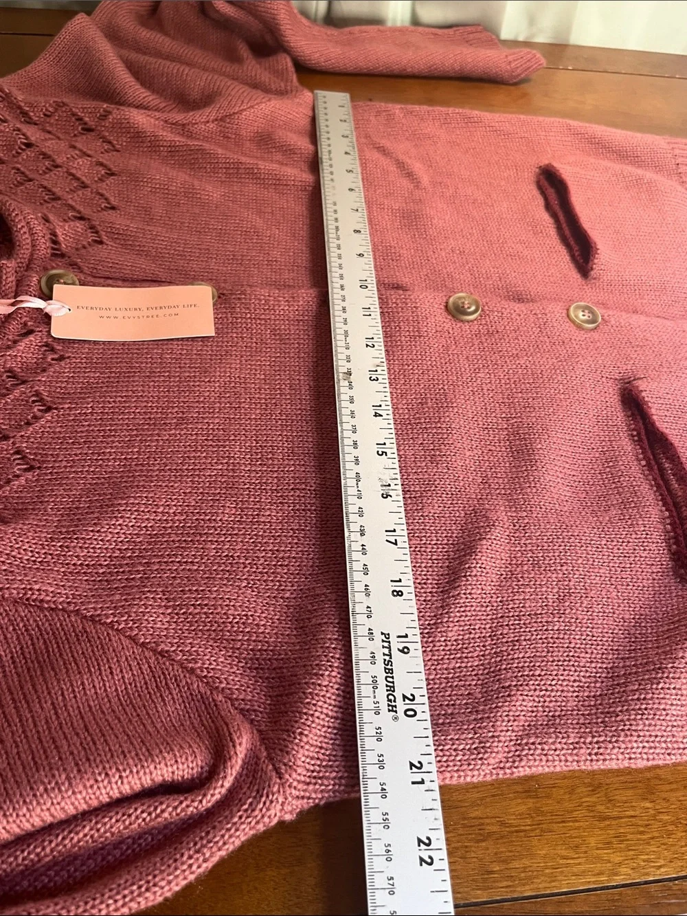 NWT evy's tree mauve rose-pink eyelet yoke button-front cardigan LARGE